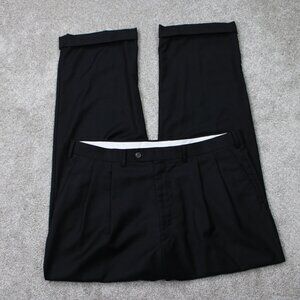 LAUREN Ralph Lauren Pants Mens 38x32 Black Wool/Cashmere Flat Front Cuffed